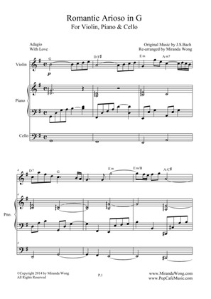 Book cover for Romantic Arioso in G - Violin, Piano & Cello (Romantic Version)