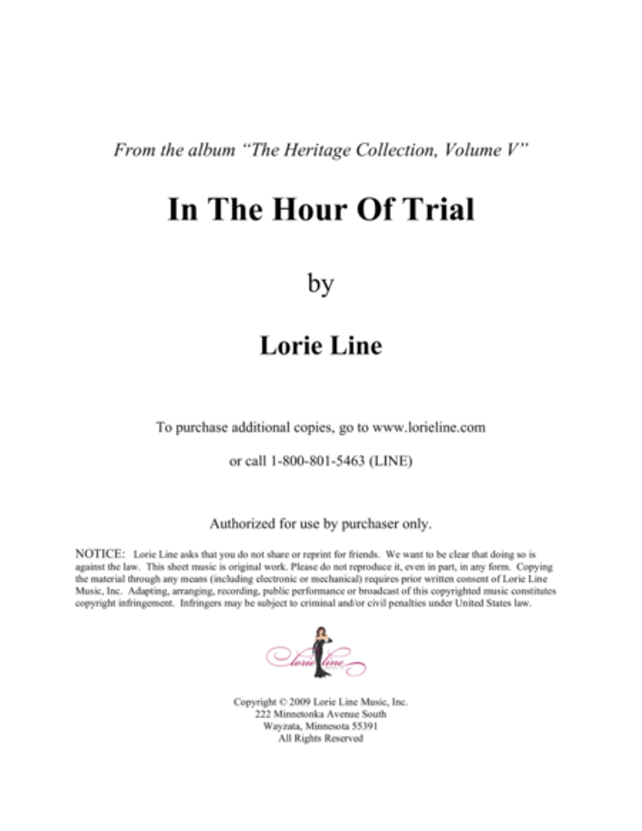 In The Hour Of Trial Piano Solo scores gallery preview page 1