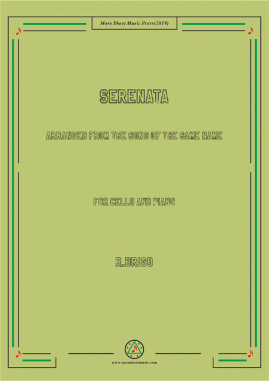 Drigo-Serenata,for Cello and Piano,for Voice and Piano Voice Solo scores gallery preview page 1