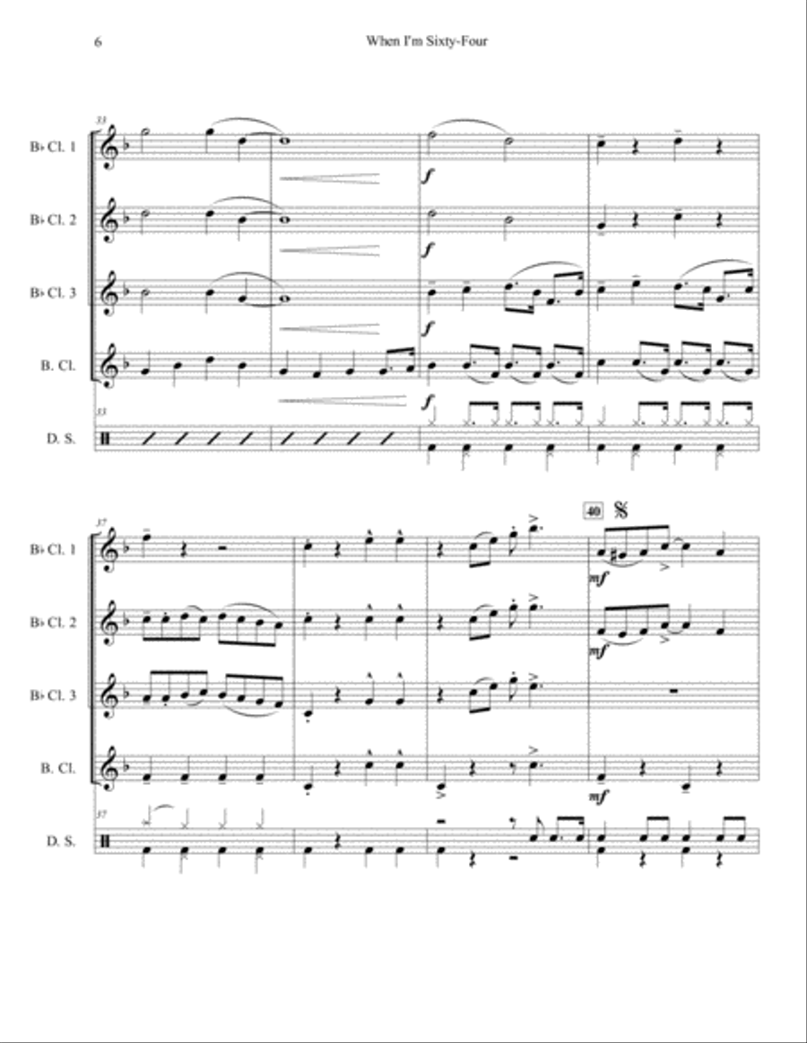 When I'm Sixty-four Woodwind Quartet scores gallery preview page 6