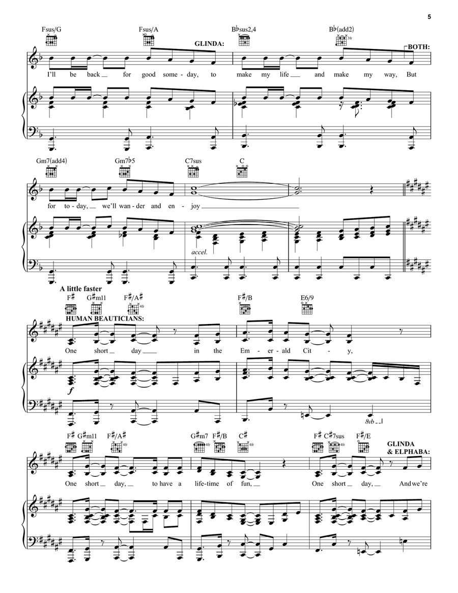 One Short Day (from Wicked) (2024) Piano, Vocal, Guitar scores gallery preview page 5