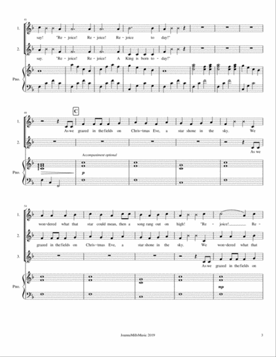Rejoice! Rejoice! A King Is Born Today (The Sheep's Carol) 2-Part scores gallery preview page 4