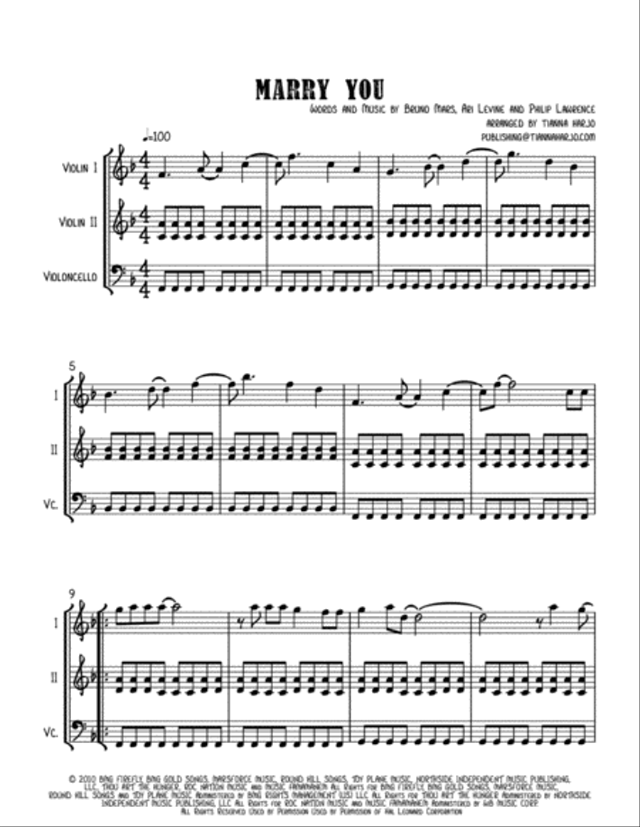 Marry You Marry You String Trio scores gallery preview page 1