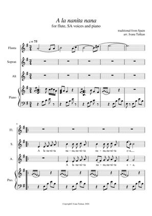A la nanita, for SA voices, flute and piano, E minor