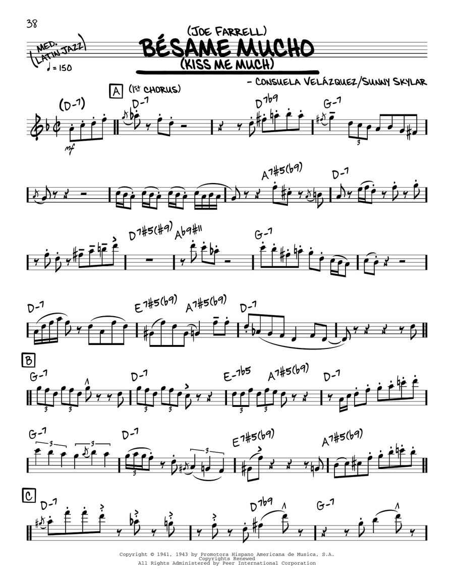Bésame Mucho (Kiss Me Much) (solo only) Piano scores gallery preview page 1