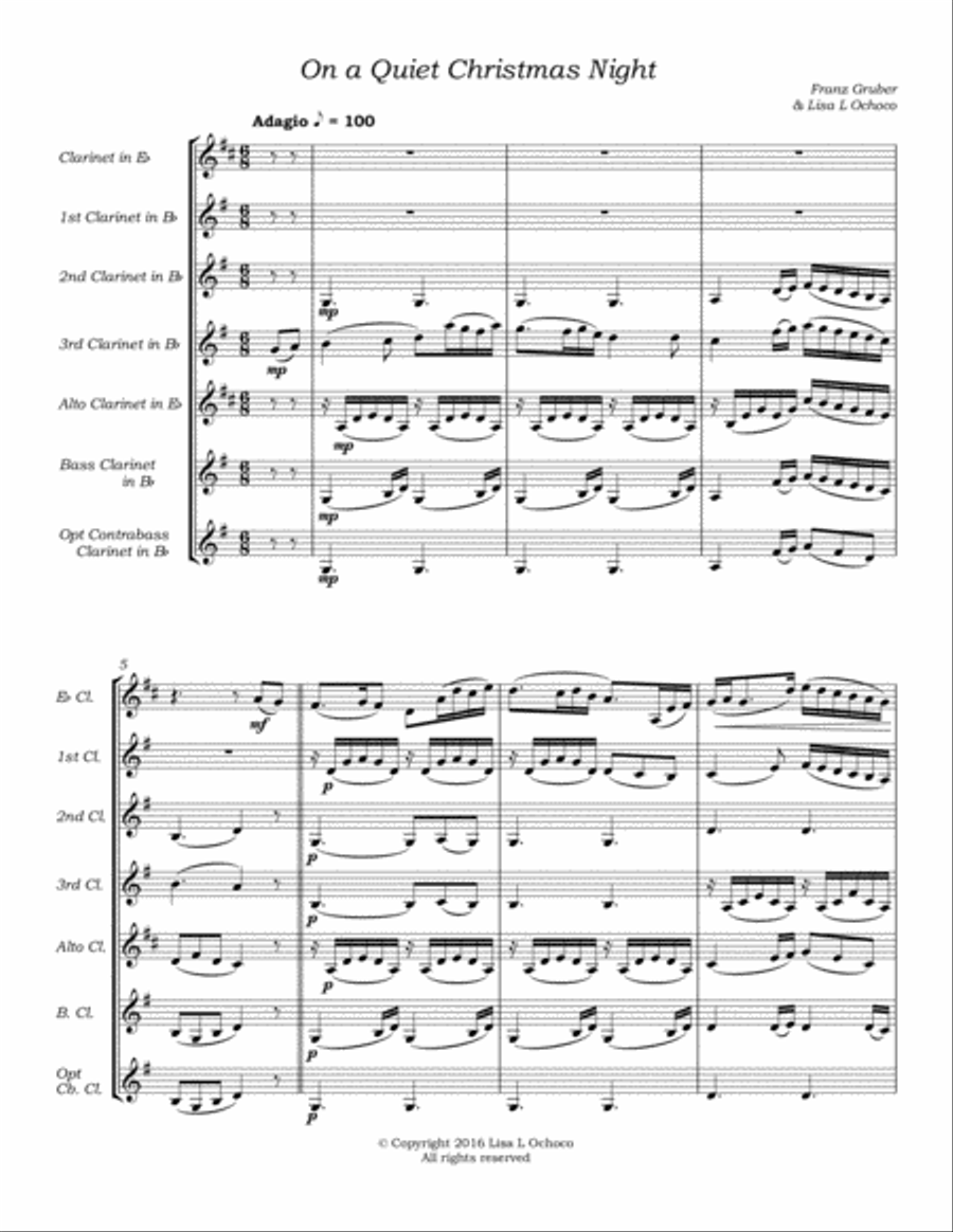 On a Quiet Christmas Night for Clarinet Choir Clarinet Choir scores gallery preview page 5