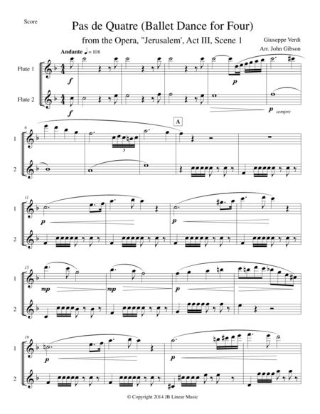 Verdi - Ballet Music set for flute duet (from Jerusalem Act III) image number null