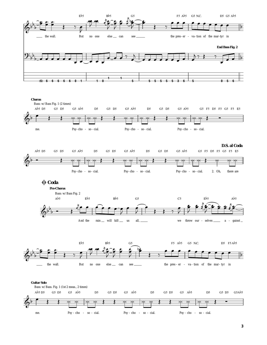 Psychosocial Electric Guitar scores gallery preview page 3