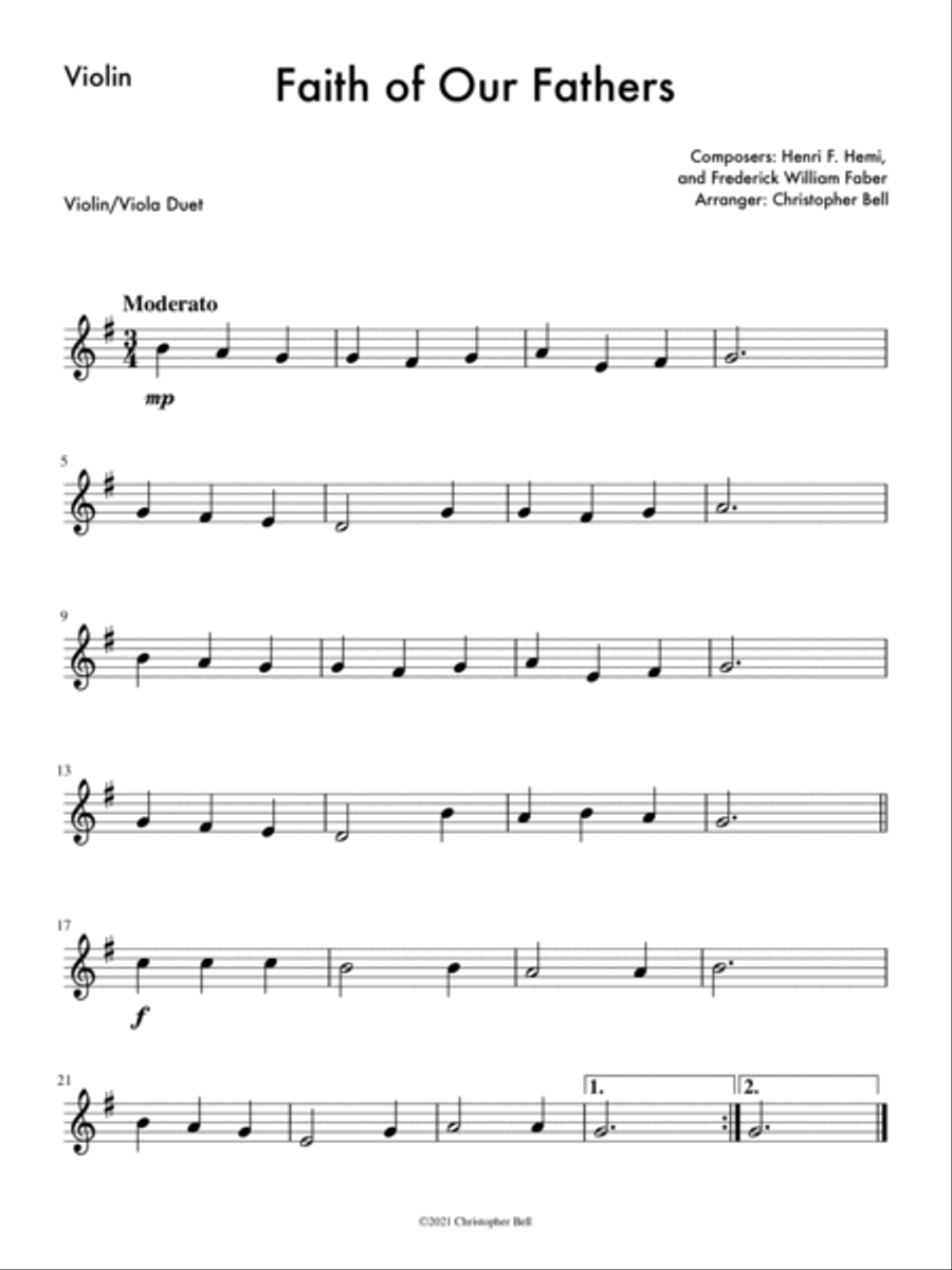 Faith of Our Fathers - Violin/Viola Duet String Duet scores gallery preview page 2
