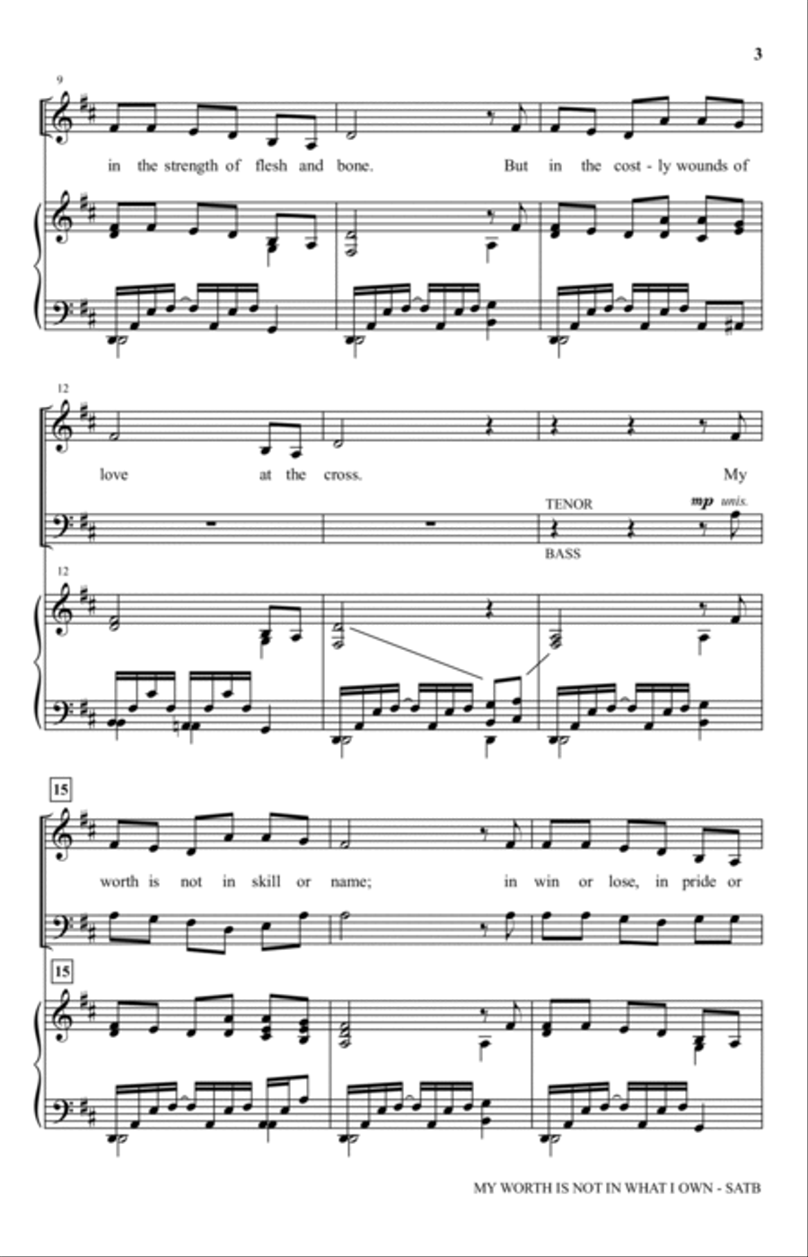 My Worth Is Not In What I Own 4-Part scores gallery preview page 2