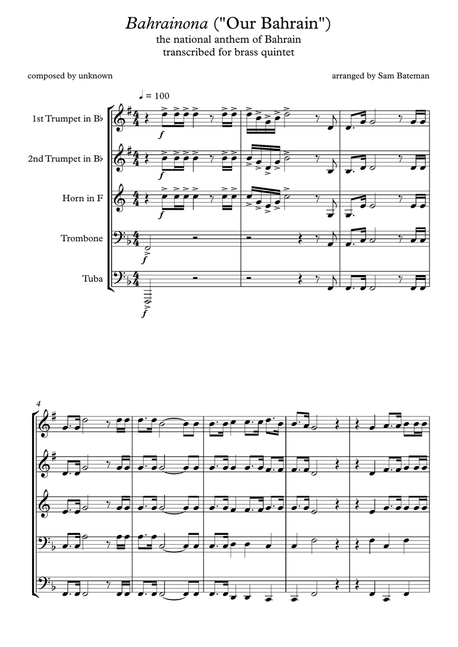 Bahrainona Brass Ensemble scores gallery preview page 1