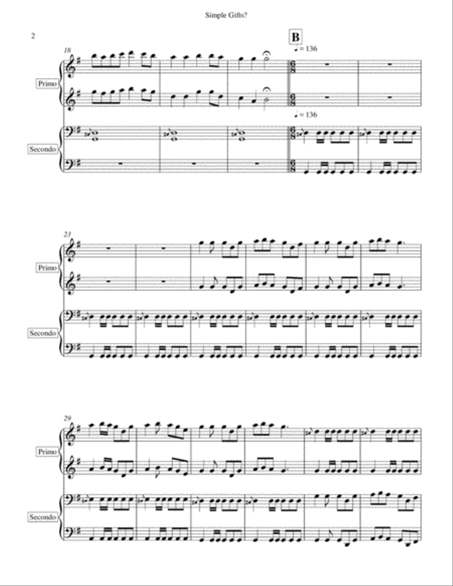 Simple Gifts? Piano scores gallery preview page 2