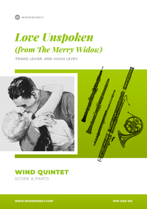Book cover for Love Unspoken (Merry Widow Waltz) - Franz Lehar - Wind Quintet