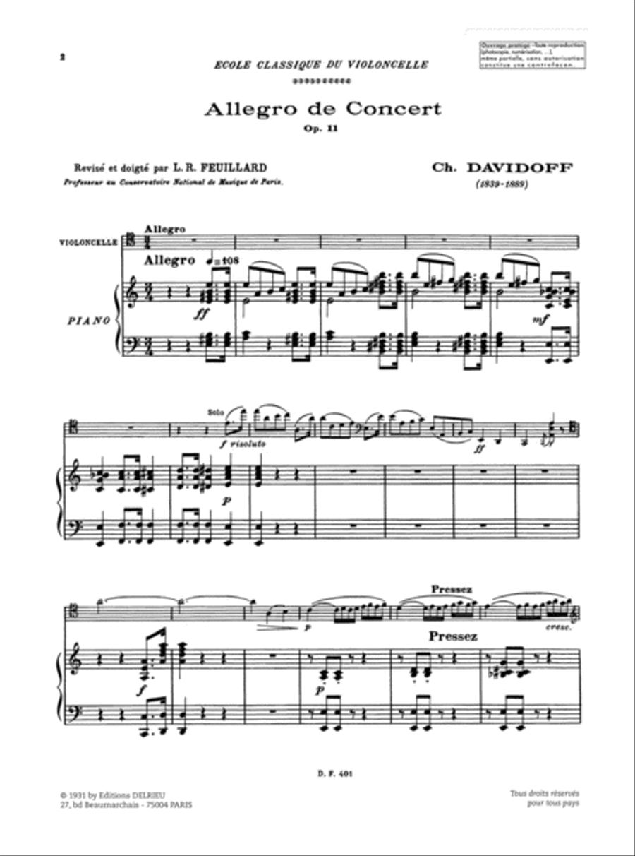 Allegro de concert Op. 11 en Si min. Piano Accompaniment scores gallery preview page 2