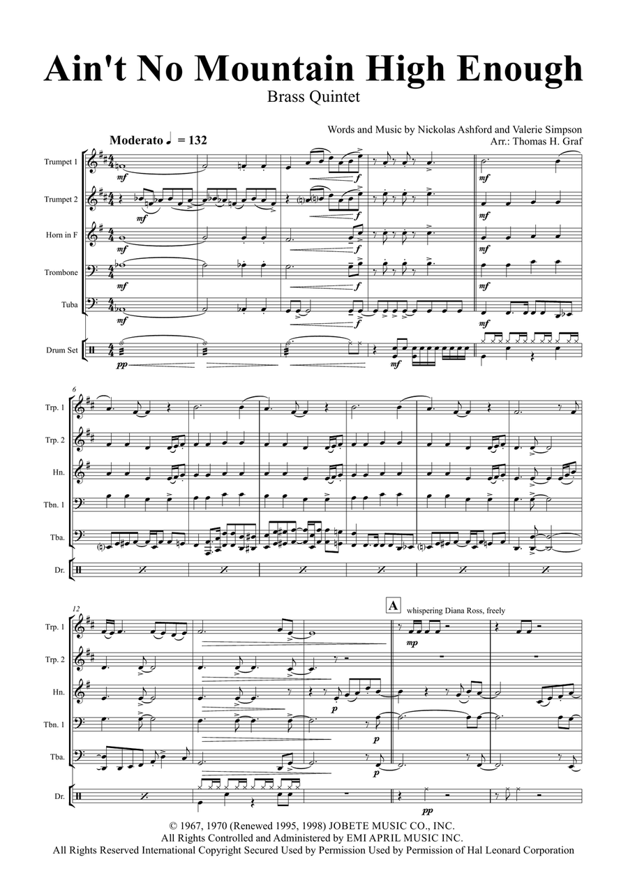 Ain't No Mountain High Enough Brass Ensemble scores gallery preview page 1