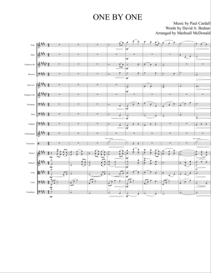 One by One - Full Orchestra, Choirs, and Vocal (by Paul Cardall, David A. Bednar) 4-Part scores gallery preview page 1