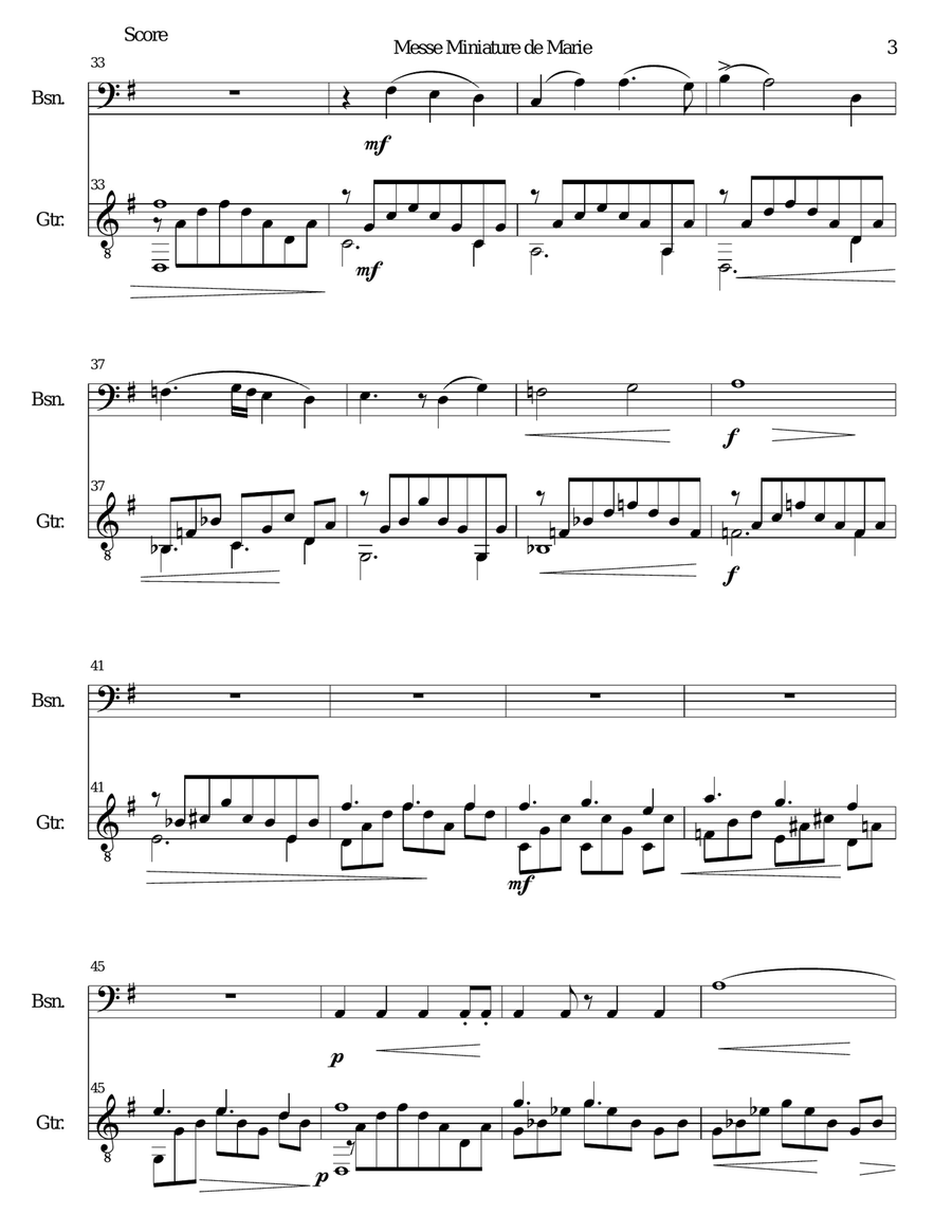 Messe miniature de Marie for bassoon and guitar Bassoon scores gallery preview page 3