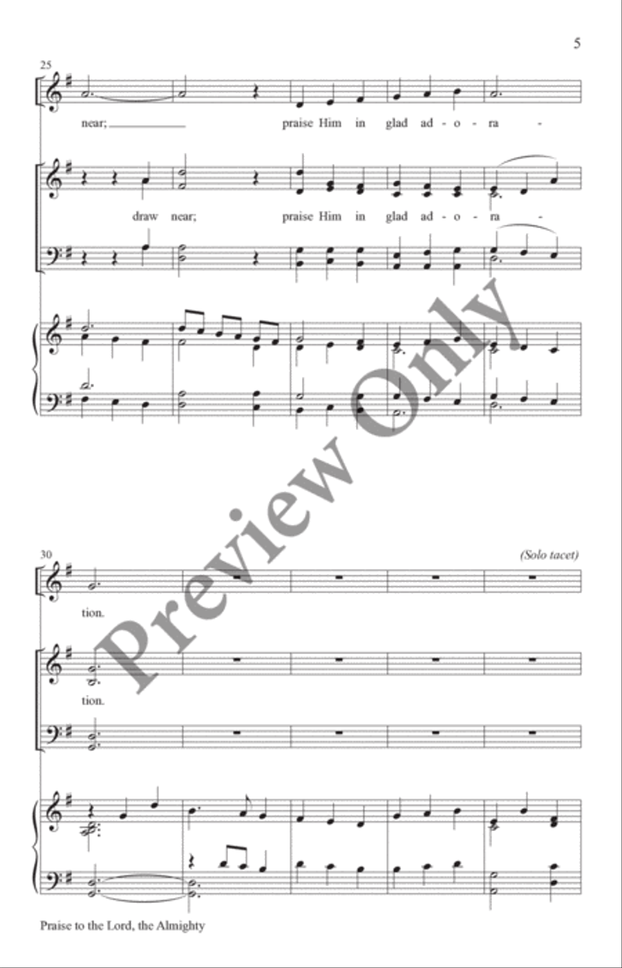 Praise to the Lord, the Almighty 4-Part scores gallery preview page 4