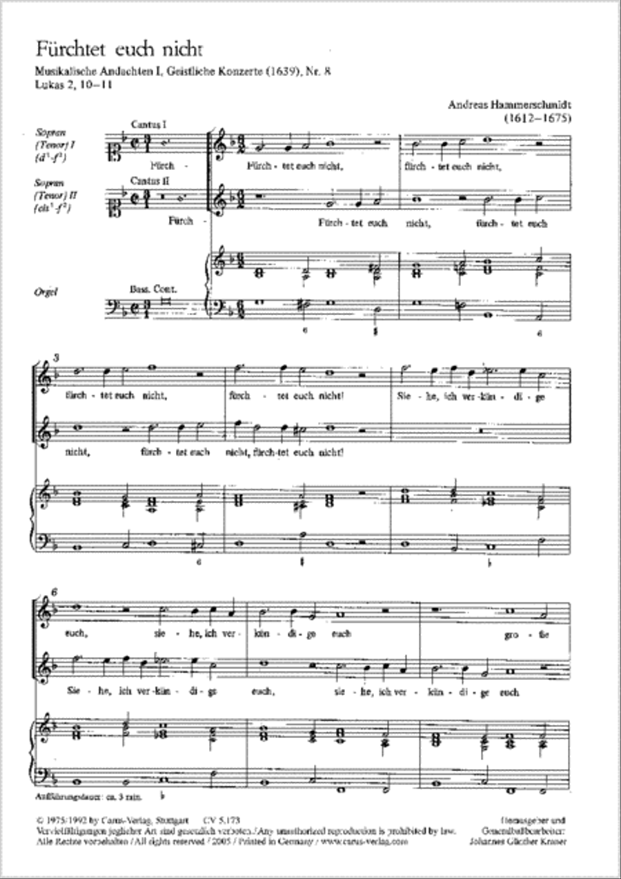 Be not afraid (Furchtet euch nicht) Voice scores gallery preview page 1
