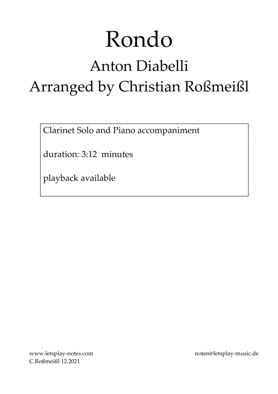 Rondo from Anton Diabelli Clarinet Solo scores gallery preview page 1