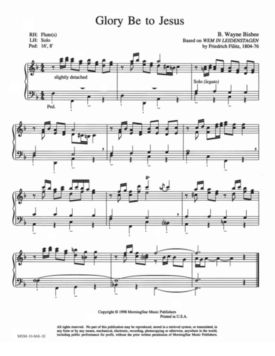 Glory Be to Jesus Organ scores gallery preview page 1