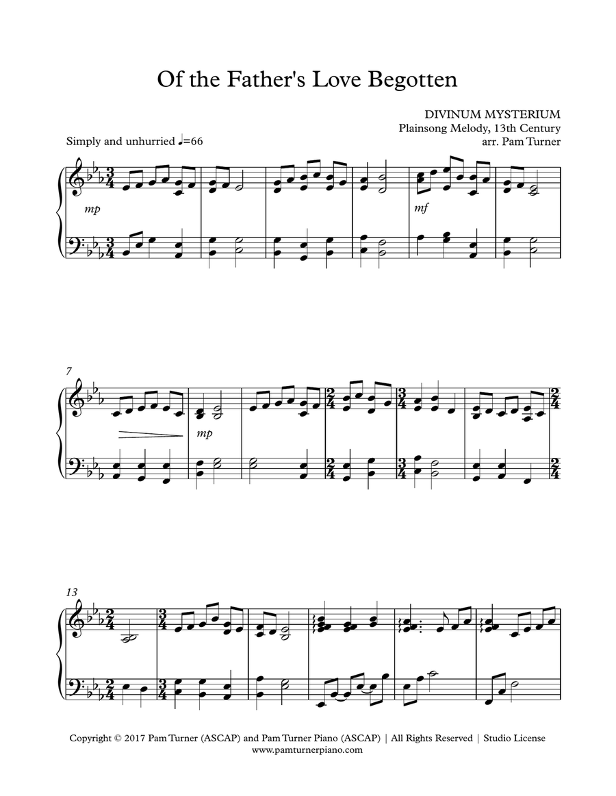 Of the Father's Love Begotten (Intermediate Piano Solo) Piano Solo scores gallery preview page 3