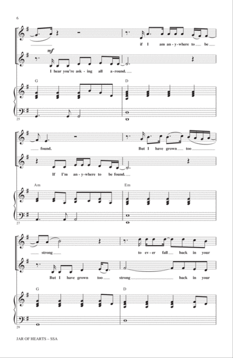 Jar Of Hearts (adapted by Mark Brymer) SSA scores gallery preview page 5