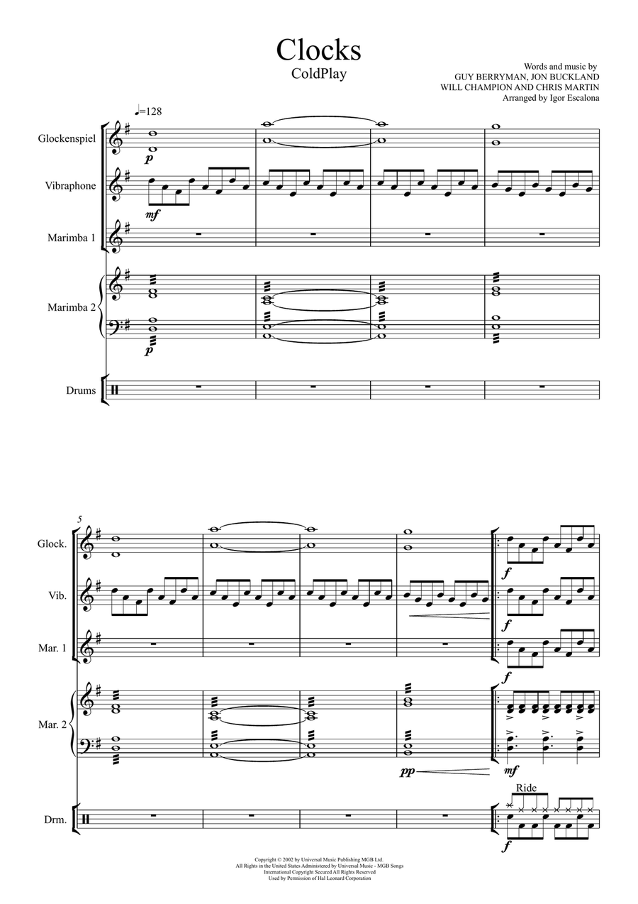 Clocks Percussion Ensemble scores gallery preview page 3
