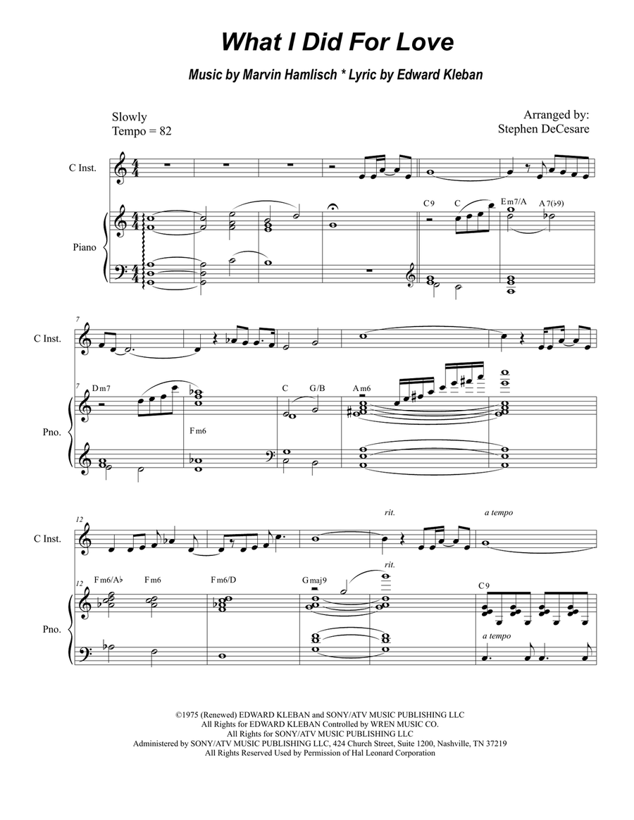What I Did For Love What I Did For Love Piano scores gallery preview page 1