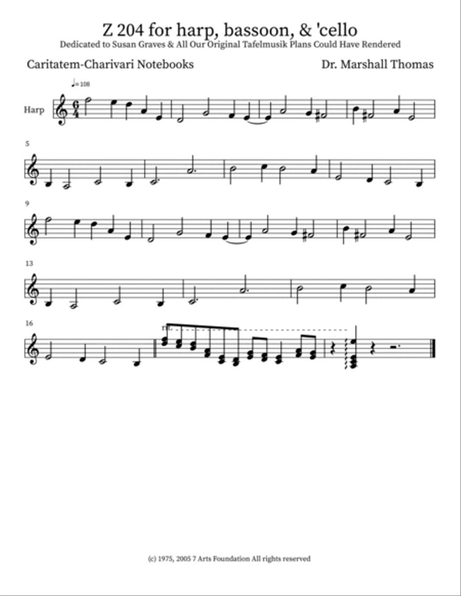 Z 204 for harp, bassoon, & 'cello Bassoon scores gallery preview page 3