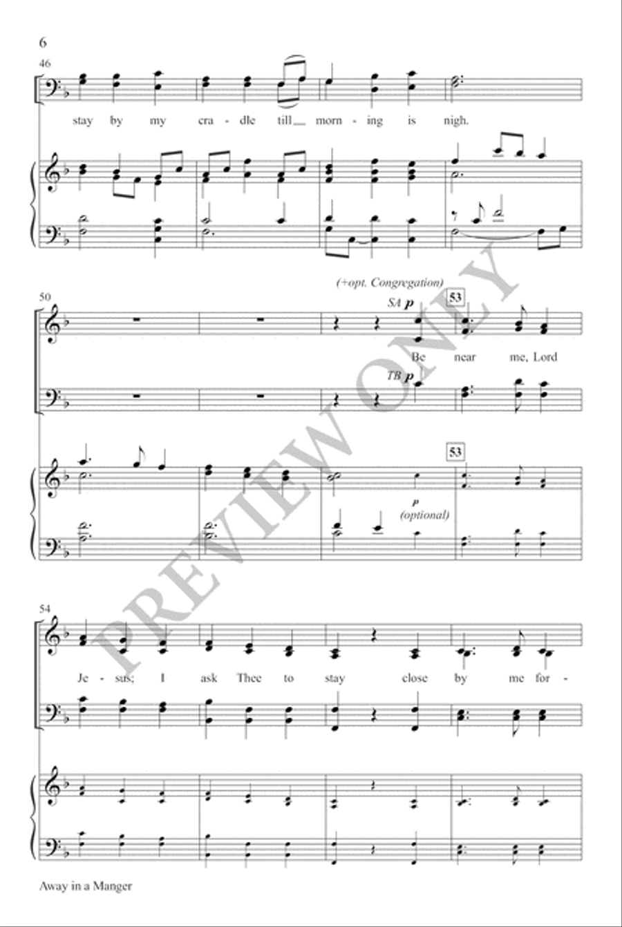 Away in a Manger 4-Part scores gallery preview page 5