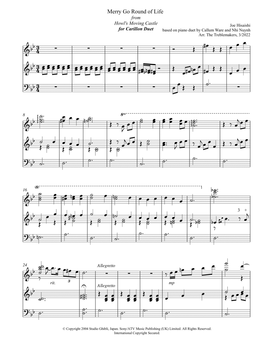 Merry-go-round Of Life Piano scores gallery preview page 1