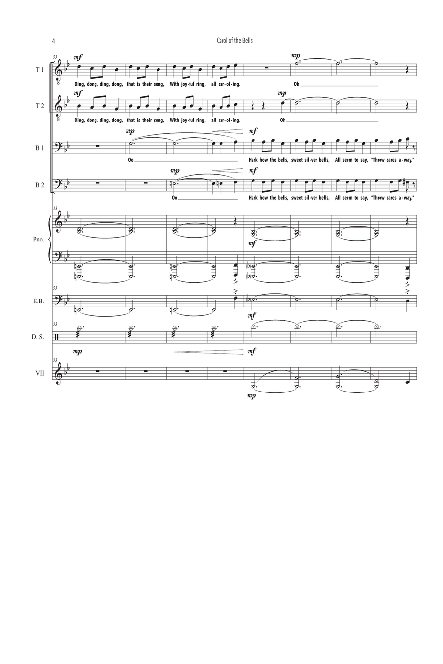 Carol Of The Bells TTBB scores gallery preview page 4