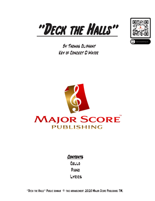 Book cover for Deck the Halls - CELLO & PIANO - D Major