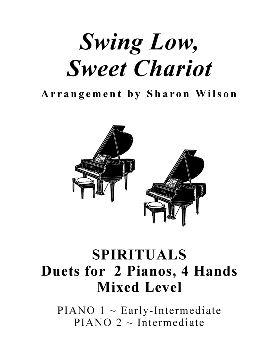 Swing Low, Sweet Chariot (Mixed Level, 2 Pianos, 4 Hands Duet) 2 Pianos, 4-Hands scores gallery preview page 1