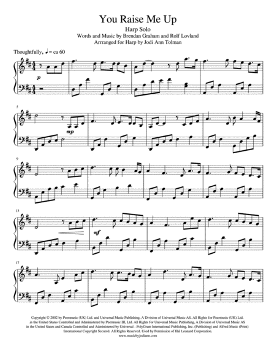 You Raise Me Up Harp scores gallery preview page 3