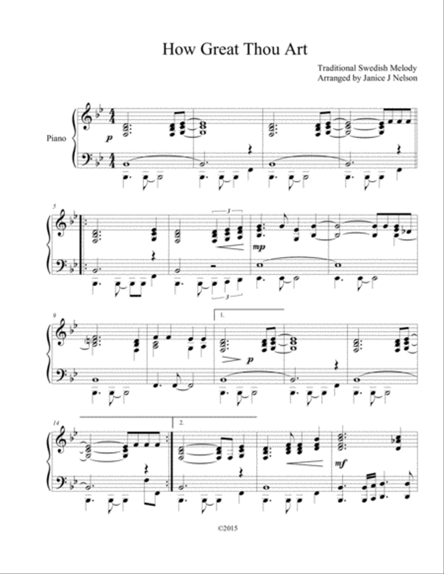 How Great Thou Art Piano Solo scores gallery preview page 1
