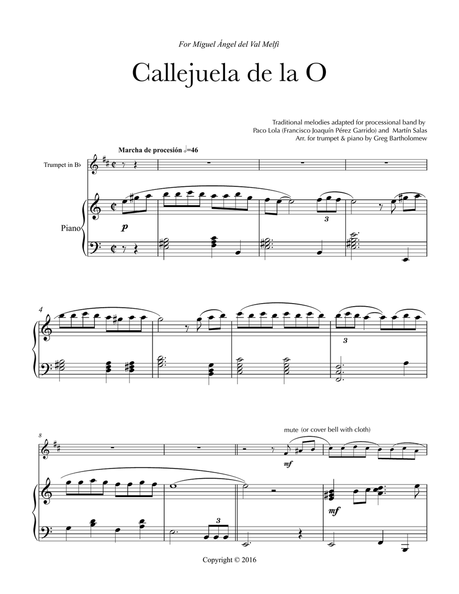 Callejuela de la O Trumpet Solo scores gallery preview page 3