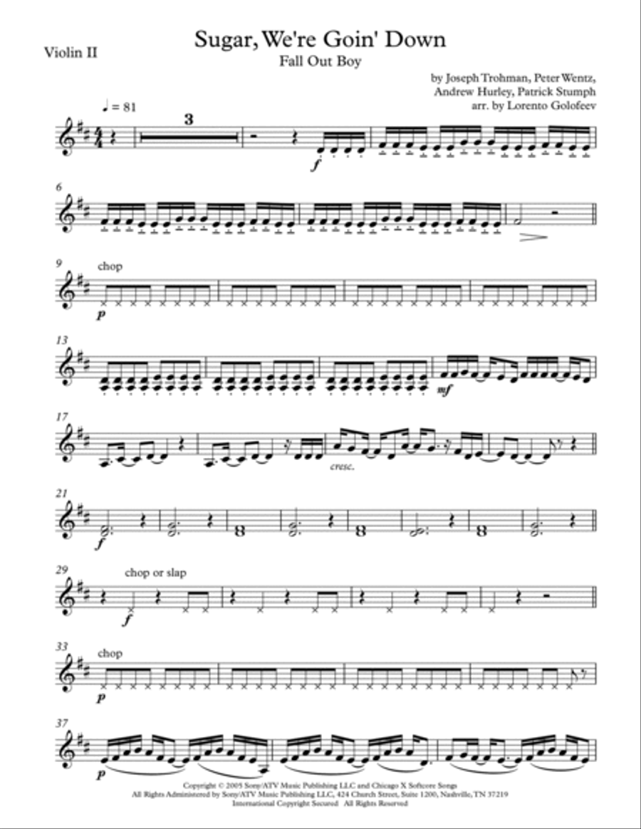 Sugar, We're Goin' Down String Quartet scores gallery preview page 3