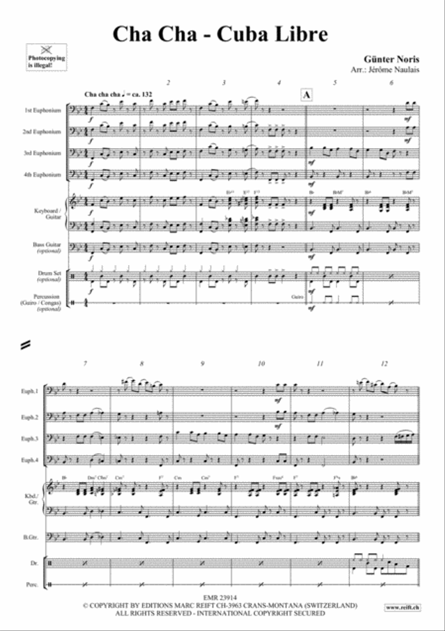Cha Cha - Cuba Libre Euphonium Quartet scores gallery preview page 3