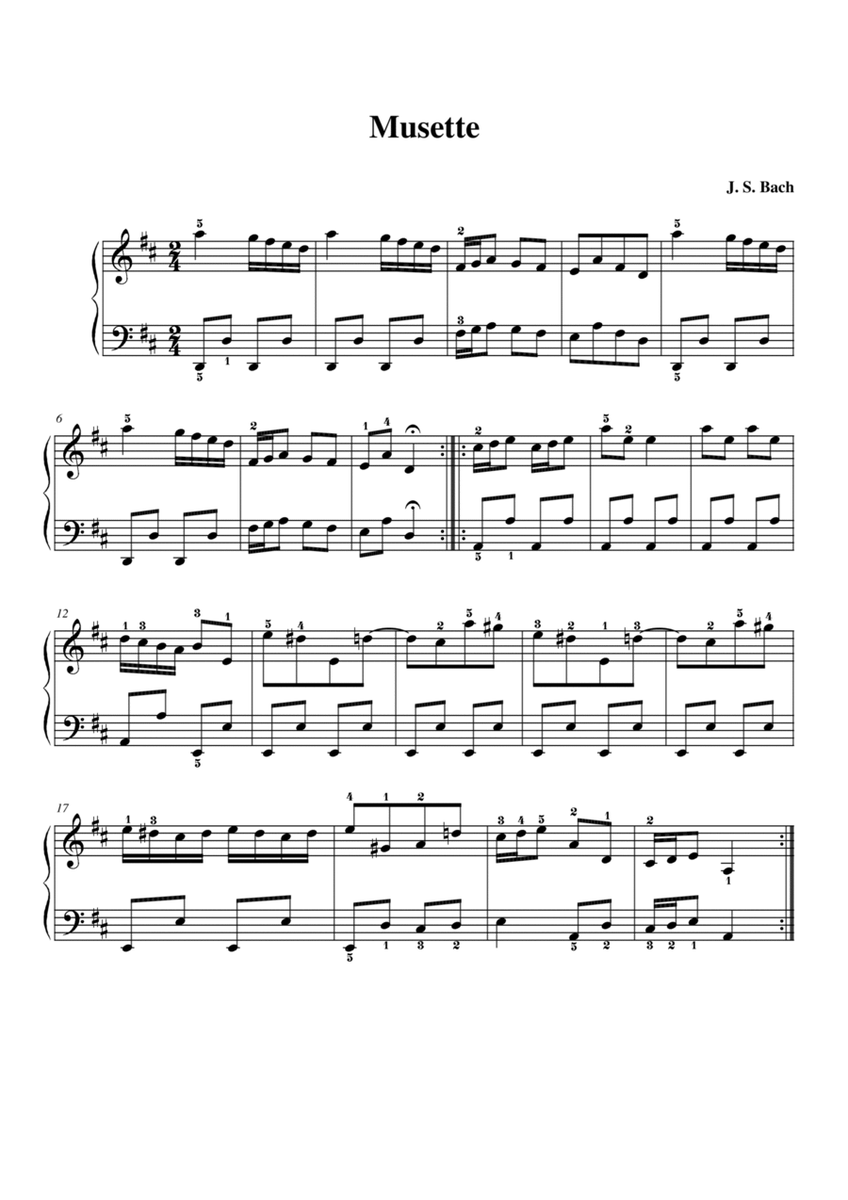 Bach Musette in D Major BWV Anh. 126