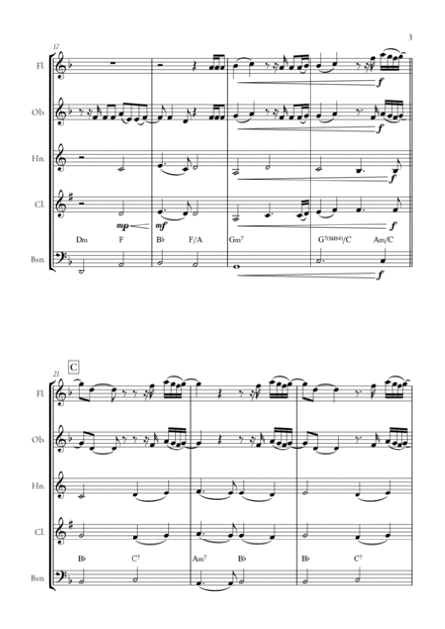 When We Were Young Woodwind Quintet scores gallery preview page 3