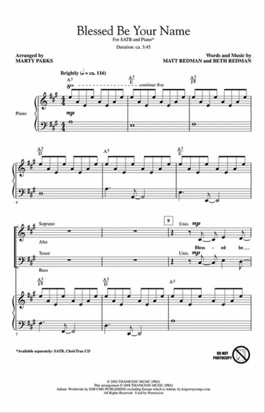 Blessed Be Your Name 4-Part scores gallery preview page 2