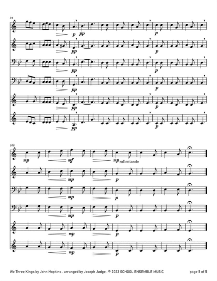 We Three Kings for Brass Quartet in Schools Brass Quartet scores gallery preview page 5