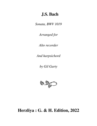 Sonata, BWV 1019 (Arranged for alto recorder and harpsichord)