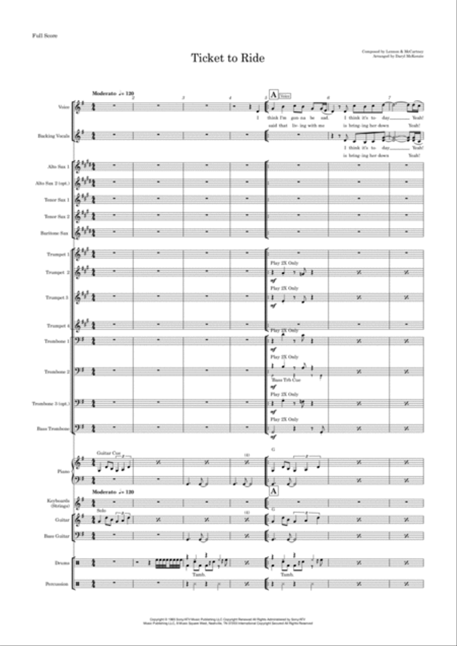 Ticket To Ride Jazz Ensemble scores gallery preview page 1
