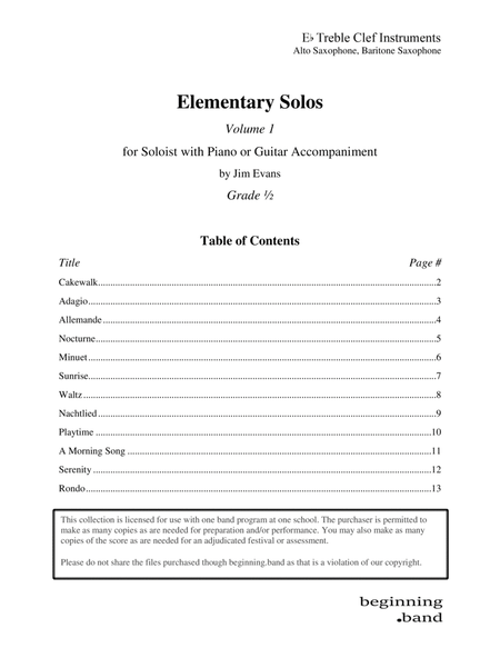Elementary Solos, Volume 1, for Alto/Baritone Saxophone image number null