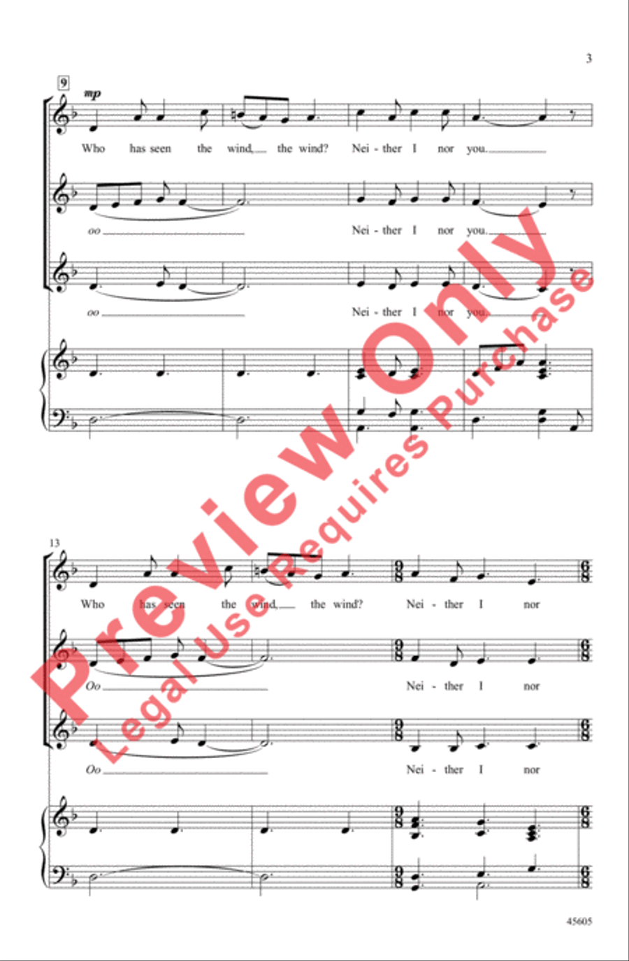 Who Has Seen the Wind? Women's Choir scores gallery preview page 3