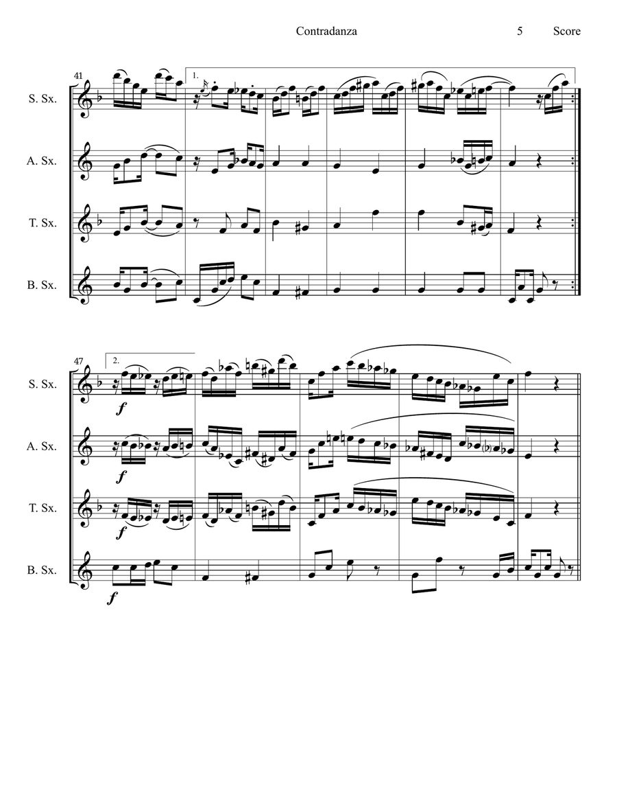 Contradanza Saxophone Quartet scores gallery preview page 6