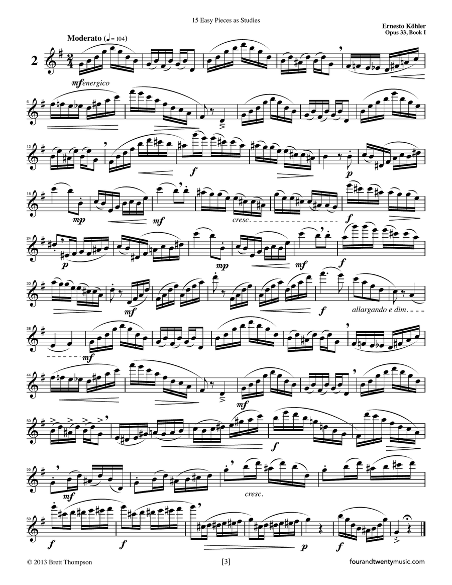 Progress in Flute Playing, 15 Easy Pieces as Studies, opus 33, Book 1